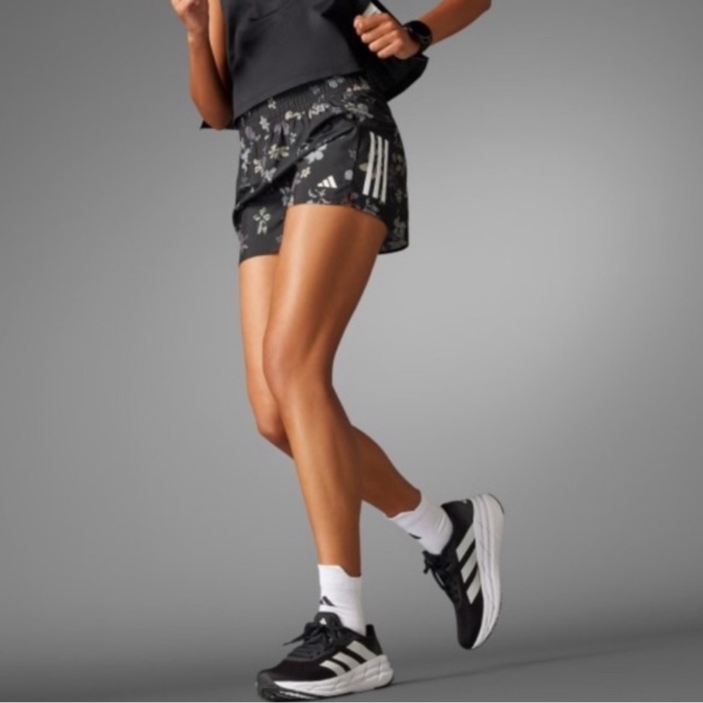 adidas Black Floral Print Women's Athletic Shorts